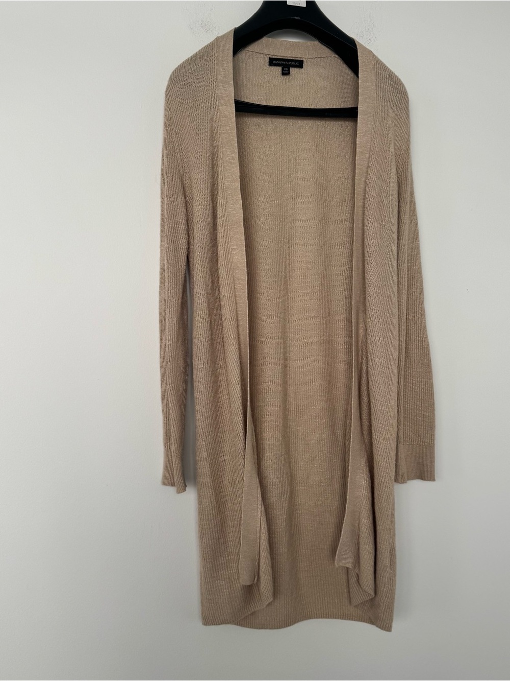 Banana Republic Linen Blend Duster Cardigan Open Front Knit Sweater Beige XS